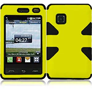 Importer520 Dynamic Hybrid Tuff Hard Case Snap On Phone Silicone Cover Case For LG 840G LG840G TracFone, StraightTalk, Net (Yellow/Black)