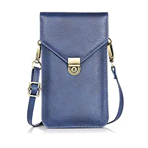 Travel Women Small Purse Vegan Leather Crossbody Shoulder Bag Cellphone Pouch with Card Wallet Pockets for Samsung Note 10 Plus, Note 9, S10, S9 / Huawei P30 Lite, P20 Lite/BlackBerry Keyon (Blue)