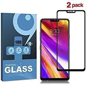 ALECTIDE Screen Protector Tempered Glass,[Full Coverage][3D Upgraded Curved Screen][2.5D Arc Edges][9H Hardness][Anti-Scratch] HD Black Tempered Glass Screen Protector Compatible LG G7 ThinQ