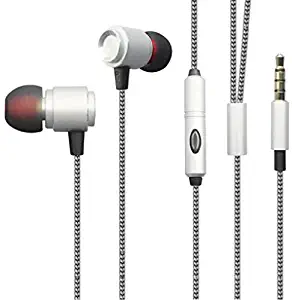 G7 ThinQ Compatible Hi-Fi Sound Earbuds Hands-Free Earphones w Mic Metal Headphones Headset in-Ear Wired 3.5mm [Silver] for LG G7 ThinQ