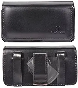 Black Horizontal Leather Case Side Pouch Cover Holster with Swivel Belt Clip for Tracfone LG 305C - Tracfone LG 800G - Tracfone LG 840G