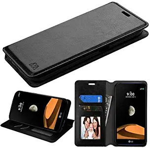 Wydan Case for LG X Venture, X Calibur V9 - Leather Wallet Style Folio Flip Foldable Kickstand Credit Card Cover - Black