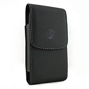 Black Vertical Leather Case Side Cover Pouch Belt Holster Swivel Clip for LG K8+ (2018) - LG Q6 - LG Q7 Plus