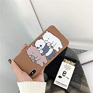 Silicone Case for iPhone 7 8 Plus XS Max XR Xs Three Bear Phone Cases for iPhone X 8 7 6 6S Plus Soft TPU Back Cover - by ANNELE - 1 PCs (1, for iPhone Xs)