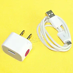 100% New Portable Travel Dock Wall AC Charger Power Adapter Micro USB Data Sync Fast Charging Cable Cord Wire 3ft for Verizon LG Stylo 2 V VS835 Phone - White