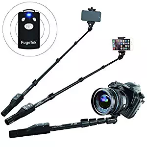 Fugetek FT-568 Professional High End Selfie Stick Monopod, for Apple, Android, DLSR Cameras, Removable Wireless Bluetooth Remote (Black)