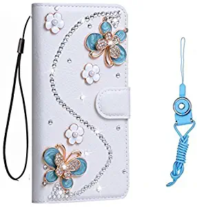 LG Fiesta LTE (L63BL) Case, LG X Charge (M322) Case, LG X Power 2 (M320) Case,Handmade Bling [Stand Feature] Wallet PU Leather Protective Case Flip Cover For LG Fiesta LTE / LG X Charge / LG X Power 2