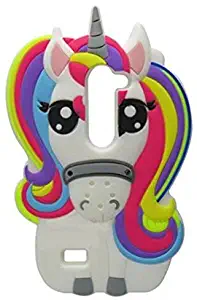 LG Leon Case, LG C40 Case,LG Tribute 2 Case,Awin 3D Cute Cartoon Rainbow Unicorn Horse Animal Soft Silicone Rubber Case ForLG Tribute 2/LG Leon C40 C50 H340N H320 (Rainbow Unicorn)