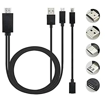 MHL Kit Universal MHL Micro USB to Hdmi Cable 6.5 Feet Adapter 1080p HDTV for Galaxy S5 S4 S3 Note 4 Note 3 Note 2 Galaxy Tab 3 8.0 HTC LG Sony and More MHL-Feature Phone (Black)