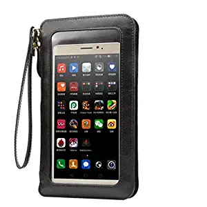 Touch Screen Cellphone Crossbody Shoulder Bag Purse Pouch Case for LG G6 / LG V20 / Stylo 2 V/Motorola Moto G5 Plus/BlackBerry DKET60 / Samsung Galaxy S8 Edge/Plus/iPhone 7 Plus (Black)