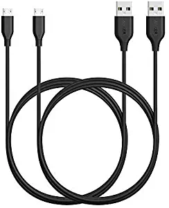 Anker [2-Pack] Powerline Micro USB (6ft) - Durable Charging Cable, with Aramid Fiber and 5000+ Bend Lifespan for Samsung, Nexus, LG, Motorola, Android Smartphones and More (Black)