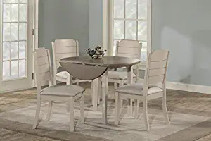 Hillsdale Furniture 4542DTB5C2 Round Drop Leaf Table 5 Piece Dining Set, Sea White