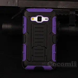 Cocomii Robot Armor Galaxy Core Prime/Win 2/Prevail Case New [Heavy Duty] Belt Clip Holster Kickstand Shockproof Bumper [Military Defender] Full Body Cover for Samsung Galaxy Core Prime (R.Purple)