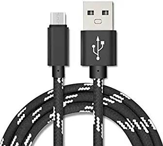 Micro USB (10ft) The Premium Durable Cable [Double Braided Nylon] for Samsung, Nexus, LG, Motorola, Android Smartphones and More (Black)