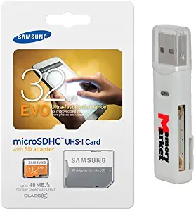 Samsung Evo 32GB MicroSD HC Class 10 UHS-1 Mobile Memory Card for LG G Flex 2 Freedom II L60 L Bello Fino G3 Stylus Realm F60 Tribute 2 Transpyre with MemoryMarket MicroSD & SD Memory Card Reader