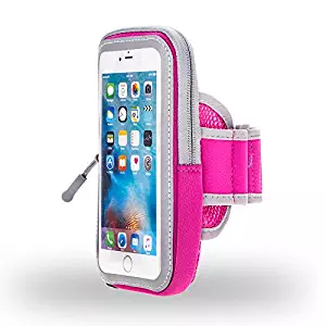 Zipped Workout Running Sport Gym Armband case for LG Stylo 4 / LG G7 Fit/Samsung Galaxy S9 Active/iPhone Xs/XS Max/iPhone XR/Huawei Mate SE/Sony Xepria XZ3 / Google Pixel 3 XL (Pink)