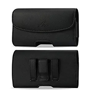 AGOZ Premium Leather Belt Clip Case for LG Stylo 4, Stylo 5, Stylo 4 Plus, V50 ThinQ, V40 ThinQ, V20, V10, Pouch Holster Belt Loops (Plus Size It Will fit with a Slim Protector Cover) (Black)