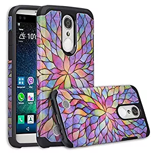 LG Stylo 3 Case, LG Stylo 3 Plus Case [Shockproof] Hybrid Drop Protection Dual Layer Defender Protective Case Cover for Stylo 3/ Stylo3 Plus, Rainbow Flower