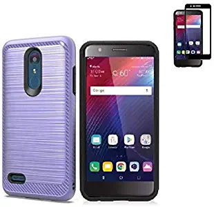Phone Case for AT&T PREPAID LG Xpression Plus/LG Phoenix Plus, LG K30 / LG Harmony 2 / LG Premier Pro, Brushed Style Dual Layer Cover Case + Tempered Glass Screen Protector (Purple)