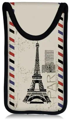MySleeveDesign Smartphone Case Sleeve Pouch Sock (for Samsung Galaxy S4, HTC one, Sony Xperia Z, LG Optimus etc.)- SEVERAL DESIGNS - Paris Stamp