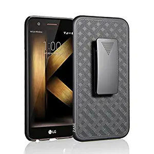 ZASE Case for LG K20 V, LG K20 Plus, LG LV5, LG Harmony, LG Grace LTE Tough Rugged Holster Armor Slim Protective Case Defender Swivel Belt Clip [Kickstand] for LG K20V (Black Holster Combo Case)
