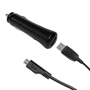 Net10/Tracfone/StraightTalk LG Rebel LTE Compatible Car DC Charger USB Adapter with Data Cable Power Sync Cord Micro-USB Black