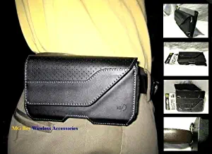 Nite Ize Black Executive Genuine Leather Horizontal Heavy Duty XX-large Holster Pouch W/Rugged Fixed Belt Clip fits LG Stylo 2/ LS775/ Stylus 2 Plus
