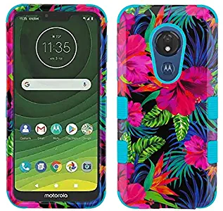 Phonelicious Moto G7 Power Case (2019) Military Grade Shockproof Hybrid Rugged Accessory Premium Impact Protective Armor Phone Cover (Tropical Flower)