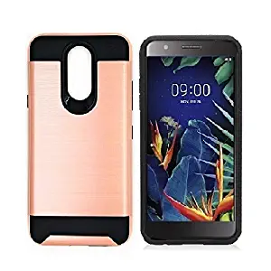 Tommulti Compatible Case for Straight Talk LG Solo L423DL / LG Xpression Plus 2 / LG K40 / LG K12 Plus/LG Harmony 3, Dual Layer Metallic Brushed Design Shockproof Protection Cover Case (Rose Gold)