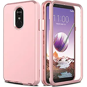 AMENQ LG Stylo 4 Case, LG Stylo 4 Plus Case 3 in 1 Hybrid Heavy Duty Shockproof with Rugged Hard PC and TPU Bumper Protective Armor Phone Cover for LG G Stylus 4 2018 (Rose Gold)