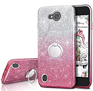 LG X Power 2 Case,LG X Charge Case,LG Fiesta 2 Case, LG Fiesta LTE Case,LG K10 Power Case,Silverback Girls Bling Glitter Sparkle Case with Ring Stand, TPU Outer Cover + Hard PC Inner for LG LV7 -Pink