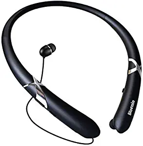 Osten Design Bluetooth Headphones Retractable Earbuds Neckband Wireless Headset Sport Sweatproof Earphones with Mic (Bluetooth 4.1,Noise Cancelling, 14 Hours Play Time) (Matte Black)