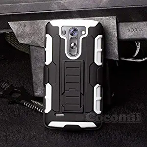 Cocomii Robot Armor LG G Vista Case New [Heavy Duty] Premium Belt Clip Holster Kickstand Shockproof Hard Bumper Shell [Military Defender] Full Body Dual Layer Rugged Cover for LG G Vista (R.White)