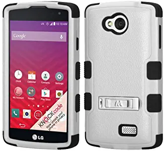 MyBat LG LS660 (TRIBUTE) TUFF Hybrid Phone Protector Cover with Stand - Retail Packaging - Natural Grey/Black