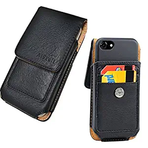 AISCELL Wallet Case for LG Prime 2, Aristo 4+,Aristo 3+,Tribute Dynasty, K8,K8s,Zone 4, Premium Vertical Black Leather Wallet Pouch Swivel Belt Clip Holster Fits Phone with Hybrid Protective Cover