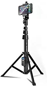 Selfie Stick & Tripod Fugetek, Integrated, Portable All-In-One Professional, Heavy Duty Aluminum, Lightweight, Bluetooth Remote For Apple & Android Devices, Non Skid Tripod Feet, Extends To 51", Black