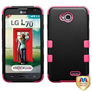 MyBat Phone Case for LG Ultimate 2 LG LS620 (Realm) LG MS323 (Optimus L70) - Retail Packaging - Black/Pink