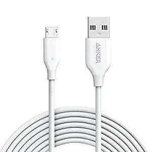 Anker Powerline Micro USB (10ft) - Charging Cable, with Aramid Fiber and 5000+ Bend Lifespan for Samsung, Nexus, LG, Motorola, Android Smartphones and More (White)