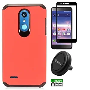 LG K30 Case, Phone Case for LG Premier Pro L413DG, L413DL (Tracfone, Total Wireless), LG Phoenix Plus, LG Harmony 2, Hybrid Shockproof Hard Cover Protective Case + Air Vent Magnetic Car Mount (Red)