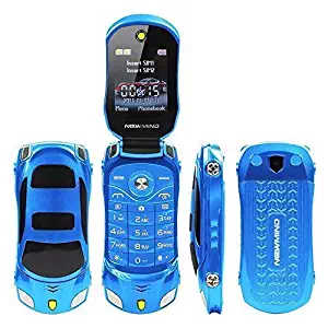 Sports Car Model F15 Mini Flip Phone Dual SIM Card MP3 Backup Phone Best For Kids Students (Blue)