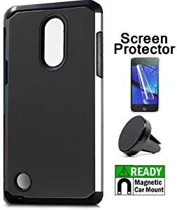 Hard Cover Case for Straight Talk LG Rebel 2 4G LTE/LG Fortune/LG Phoenix-3 GoPhone AT&T/T-Mobile LG Aristo/LG V1 / LG LV3, Screen Protector + Air Vent Car Mount Phone Holder (Black)