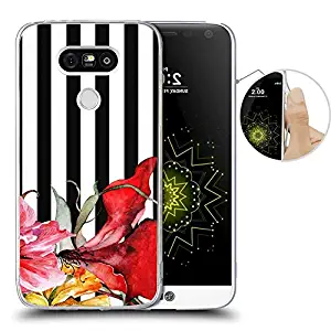LG G5 Case, Striped Flowers, LAACO Scratch Resistant TPU Gel Rubber Soft Skin Silicone Protective Case Cover for LG G5