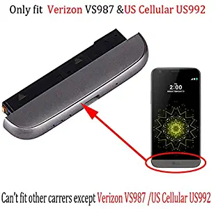 Verizon Carrier Type-C USB Charger Port Cap Bottom Cover Chin Charging Module + Loudspeaker Ringer Buzzer/Microphone Speaker Assembly Replacement for LG G5 Verizon VS987 /US Cellular US992 Titan Gray