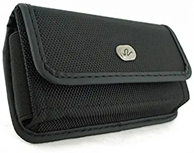 Black Rugged Canvas Phone Case Cover Protective Pouch Holster Belt Clip for LG X Venture Power Charge, V30 V10, Premier LTE, Phoenix 3, Optimus G Pro, K30 K20 V Plus, K10, Harmony, G6 G5