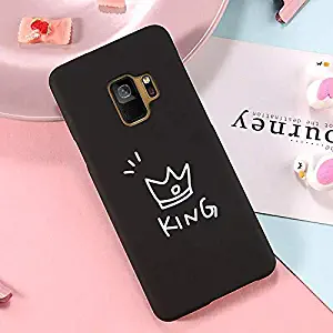 9Guu Phone Case for Galaxy S8 S8 Plus S9 S9 Plus Note 8 Note 9 Fashion Cute Cartoon Crown Letter King Queen Couple Phone Case (A, for Galaxy S9 Plus)