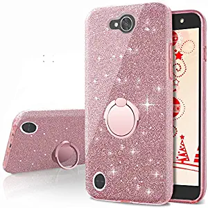 LG X Power 2 Case,LG X Charge Case,LG Fiesta 2 Case, LG Fiesta LTE Case,LG K10 Power Case,Silverback Girls Bling Glitter Sparkle Case with Ring Stand, TPU Outer Cover + Hard PC Inner for LG LV7 -RG