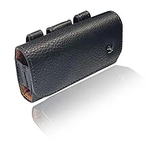 AccessoryHappy Horizontal Leather Pouch, Holster Flip Phone with Belt Clip Belt Loop Case Fits LG B470 Kyocera Cadence LTE Alcatel Go Flip/MyFlip FLIP and Most Medium Sized Flip Phones