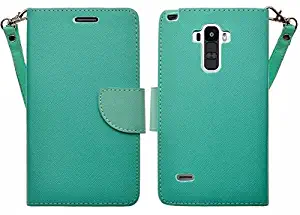 LG G Stylo Case, LG G Vista 2 Case, Wrist Strap Magnetic Flip Fold[Kickstand] Pu Leather Wallet Case with ID & Credit Card Slots for LG Vista2/Stylo - Teal