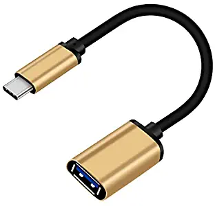 CBUS OTG USB-C 3.1 Adapter, USB C OTG Cable Type-C Male to USB 3.0 A Female Port Adapter for 2018 MacBook Air/Pro, Chromebooks, HP, Dell XPS, Samsung, LG, Lenovo, Flash Drives, Printer Cables (Gold)
