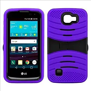 Phone Case for Straight Talk LG Rebel 4g LTE (Tracfone) / LG Optimus Zone 3 4G LTE / LG K4 4g LTE (Verizon Wireless)/ LG Spree ( Cricket Wireless ) Rugged Heavy Duty Armo Cover Stand-Purple